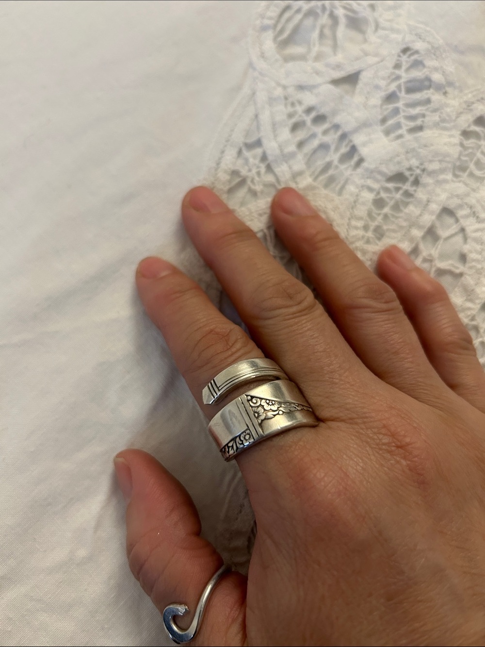 Silver Plated Spoon-Handle Wrap Ring in Silver